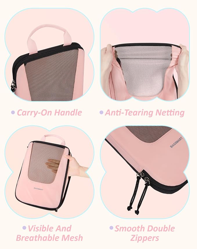 BAGSMART Compression Packing Cubes for Travel, 6/5/4set Lightweight Packing Organizers, Summer Travel Essentials Suitcase Organizer Bags Set - Image 6