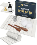Oleex 3-Pack Stone Dish Drying Mat Set Includes 1 Large 24”x16” & 2 Small 4”x9” for Kitchen Counter-Collapsible Diatomaceous Earth Pad Absorbs Water & Dries Dishes Fast, Non-slip, Odor-Resistant Mats by OLEEXYOURKITCHENHELPER