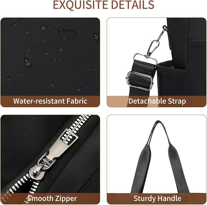 Corduroy Tote Bag for Women Crossbody Bags Lightweight Handbags Shoulder Bag with Zipper Pockets for Work Shopping - Image 5