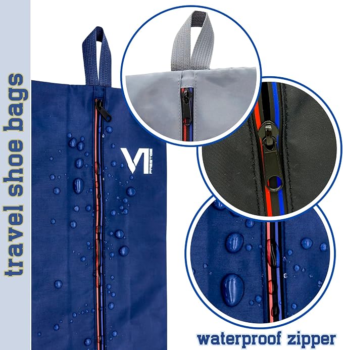 Shoe Bags for Travel with Waterproof Zipper-Durable Polyester Material Shoe Pouch - Large Size Gym Cleat Bag Smell Dust Proof Unisex/Lightweight 6-pack Set - Image 3