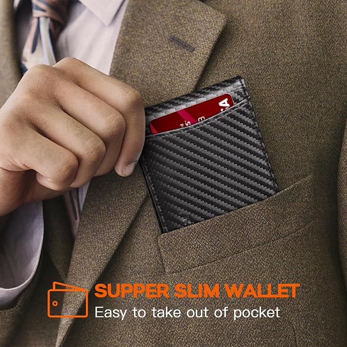 RUNBOX Slim Wallet for Men Genuine Leather RFID Blocking Bifold Minimalist Front Pocket Mens Wallet with Money Clip Thin Gift Box - Image 8