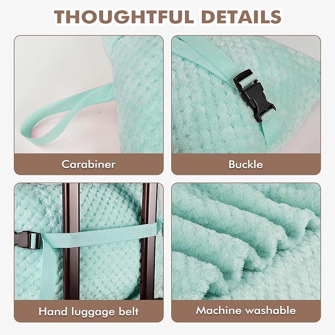 Tirrinia Travel Blanket and Pillow Set, Soft Compact Airplane Blanket with Foot Pockets, 4-in-1 Travel Essentials for Women Men, Portable Travel Gifts for Her, Travel Blanket for Airplanes, Cars - Image 6