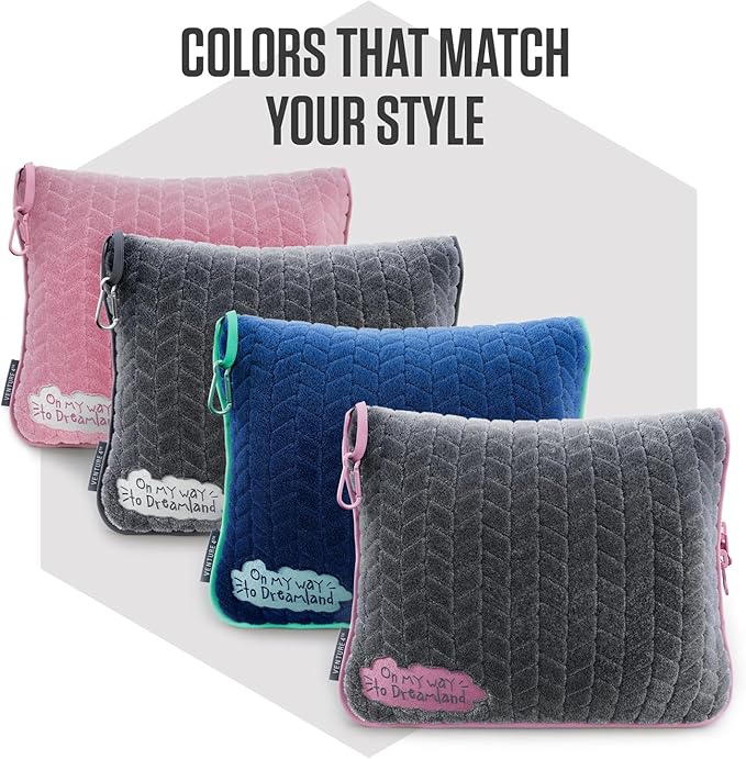 VENTURE 4TH Travel Blanket Pillow, 2-in-1 Soft Plush - Pink | 68"x42" ultra-soft micro plush Blanket. Folds into portable Pillow Case with Travel Sleeve & Clip. Lint-free, no shedding. - Image 6