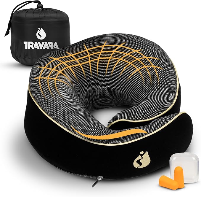 Neck Pillow Airplane - Travel Pillow - Comfortable and Ergonomic Memory Foam - Airplane Pillow with 360° Head & Neck Support - Black by Welcomeonourtravelpage