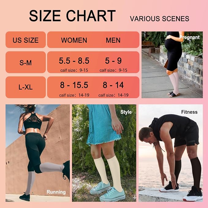 4 Pairs Compression Socks for Women Circulation-Best Support for Nurses,Running,Athletic,Travel - Image 6