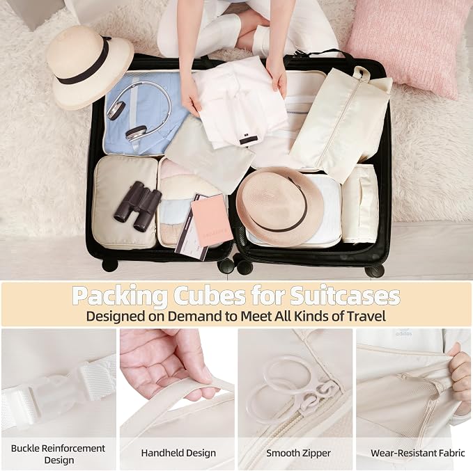 10 Pcs Set Packing Cubes - Travel Packing Organizers, Expandable Suitcase Organizer, Luggage Organizer Bags - Image 4