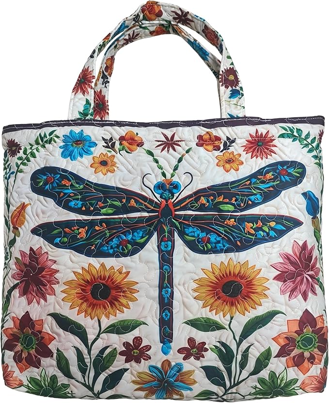 Women's Quilted Tote Bag – Lightweight Large Capacity Foldable for Travel | 20.87" L x 15.75" H - Image 4