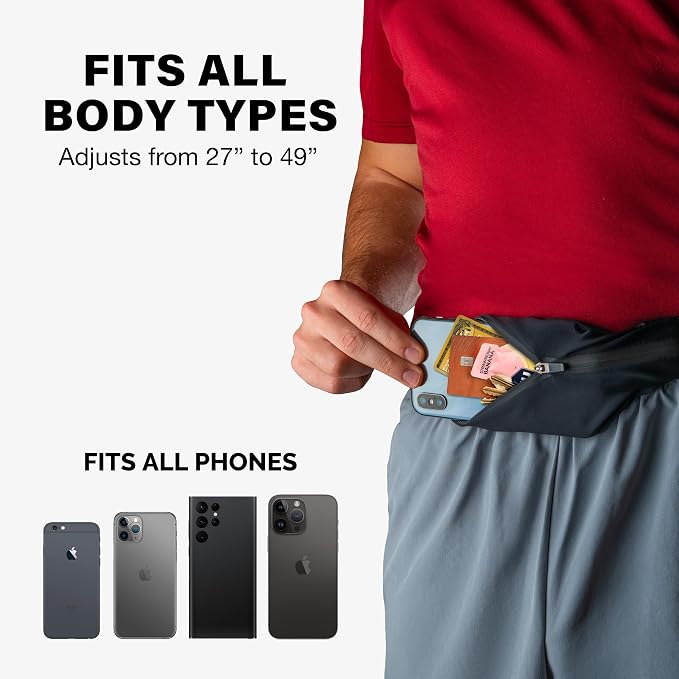 No-Bounce Slim & Secure Running Belt, Fits ALL Phones, Keys, Cards, Gels | Comfortable for Long Runs, Running Waist Pack for Men, Slim Running Belt Fanny, Comfortable for Long Runs, Adjustable Sizing - Image 2