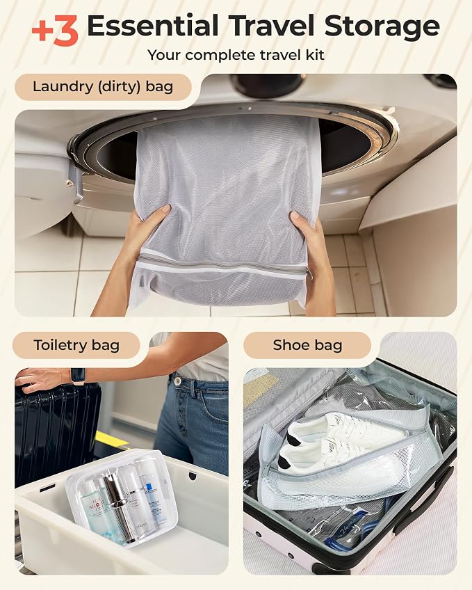 BAGSMART Travel Vacuum Bags with Rechargeable Electric Pump, 12PC Kit | Heavy-duty PA+PE material, Bonus Shoe, Laundry & Toiletry Bags, Reclaim 80% space. Ideal for suitcase packing, travel & home. - Image 6