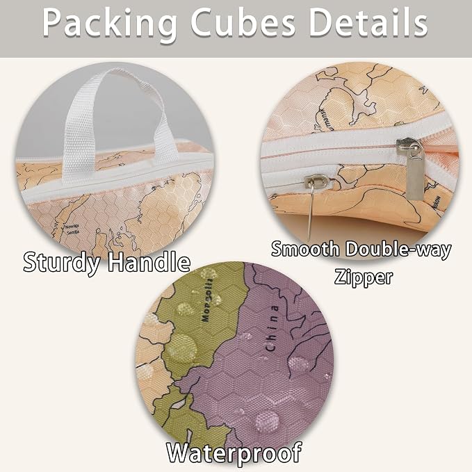 8 Pcs Compression Packing Cubes Travel for Suitcases, Waterproof Luggage Organizer Washable Storage Bags Set for Backpack Travel- Packaging Cubes for Carry-Ons and Storage - Image 5