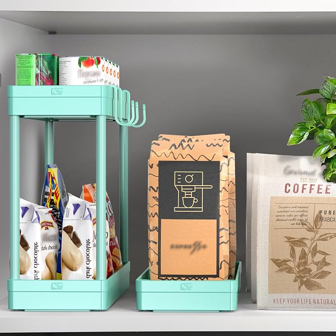 Simple Houseware 3-Tier Slim Rolling Cart w/Handle 5.5" Wx27.5 H, Turquoise | Storage Cart for Narrow Space (5.5-Inch Wide) Kitchen, Bathroom, Laundry Room - Image 8