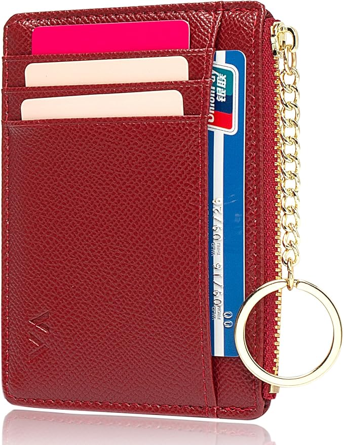 Valentoria Slim RFID Blocking Card Holder Small Pocket Wallet Keychian Zipper Coin Purse Mini Cash & Coin & Cards Case for Women Men | Slim - Image 8