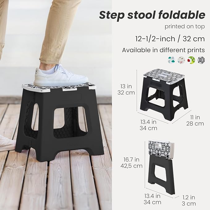 Vigar Compact Foldable Step Stool for Adults up to 330 lb, Rococco | 12-1/2 in Stool, Lightweight Design, Non Slip Folding Construction, Step Stool for Adults - Image 2