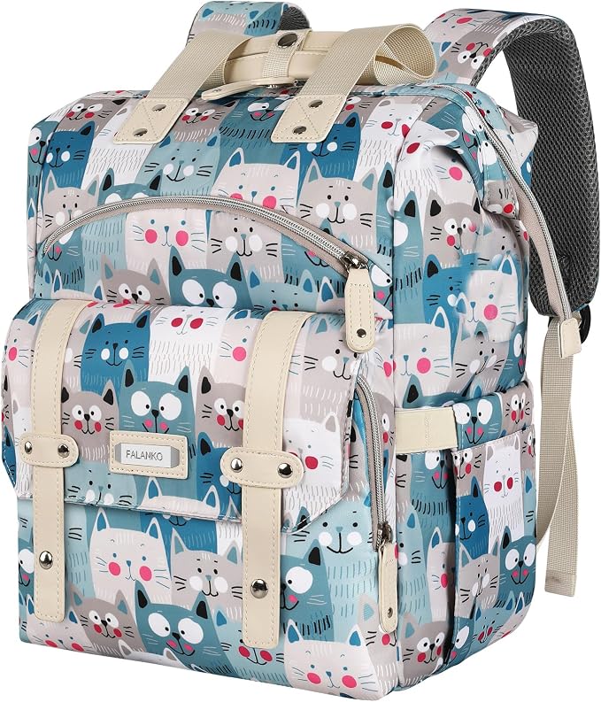 FALANKO Laptop Backpack for Women,Teacher Doctor Nurse Work Purse Bag for 15.6 Inch Laptop,Cute Cartoon Pattern backpack With RFID Anti Theft Pocket, Large Travel Bookbag for Women by FALANKO