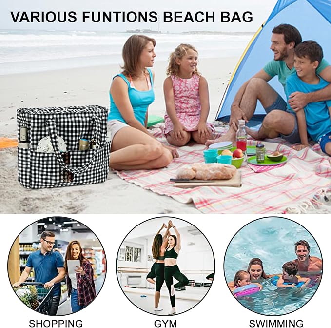 Bluboon Beach Bags for Women, Large Waterproof Tote Bag With Wet Compartment for Pool Weekender Travel Gym - Image 6