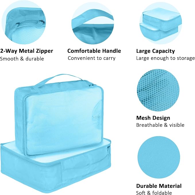 Packing Cubes Set, 2 Pcs Packing Organizers Set for Suitcases (Bright blue) - Image 6