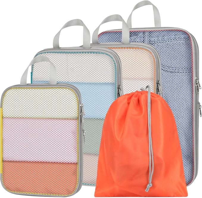 Cambond Compression Packing Cubes for Travel - Luggage Suitcase Organizer | Compression Zip Design for Space-saving, Expandable, Lightweight, Keep Clothes Sorted, Luggage Space Tidy, Carry on Pack Fast by Cambond