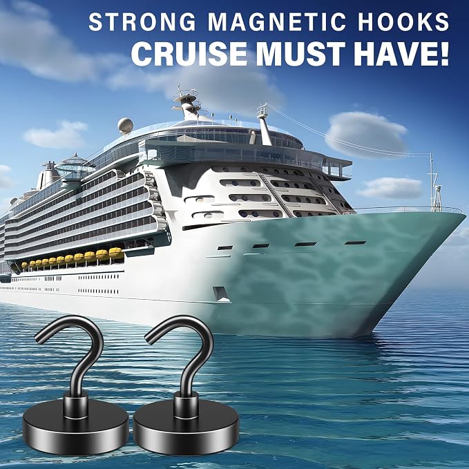 FINDMAG Black Magnetic Hooks, 110LB+ Magnet Hooks for Fridge, 20 Pack | Strong Heavy Duty Magnetic Hooks for Cruise Cabins, Cruise Essentials 2026 for Classroom, Ship, Fridge, Locker and Home - Image 2