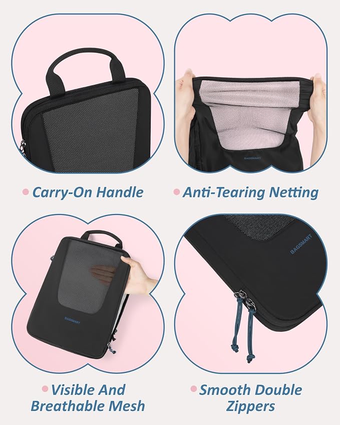 BAGSMART Compression Packing Cubes for Travel, 6/5/4set Lightweight Packing Organizers, Summer Travel Essentials Suitcase Organizer Bags Set - Image 5