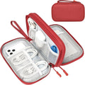 FYY Electronic Organizer, Travel Tech Pouch Bag, Medium, Red | Wrist Strap, Waterproof, Double Layers Portable Electronics Travel Carrying Case for Cord, Charger, Daily Business Trips Use by FYY