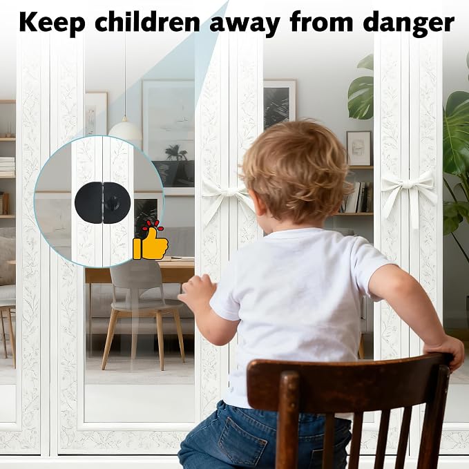 Bi-fold Door Lock - (2 Sets Metal) Closet Protection Child and Pet Proof - Suitable for All thicknesses of Wooden Door - Image 3
