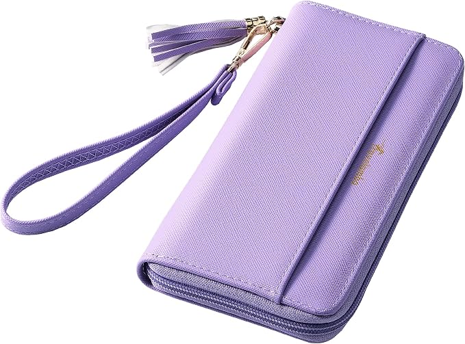 Travelambo Wristlet Wallet Women RFID Bifold Large Capacity Clutch Purse | Tassel, Zipper Coin Pocket, Card Holder Wallet, Gifts for Women by Travelambo