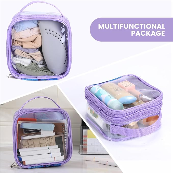 BORMELUN TSA clear toiletry bag airport approved see through pvc plastic pouch transparent makeup carry on with handle(purple) - Image 8