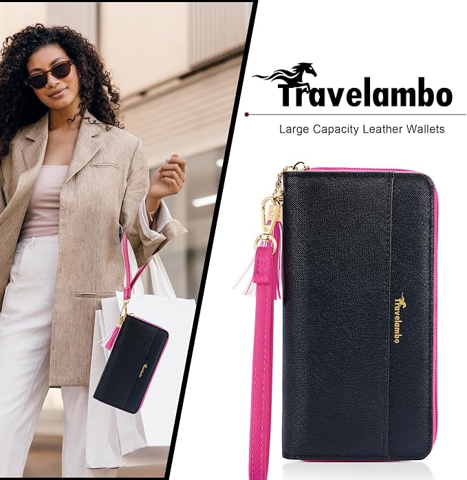 Travelambo Wristlet Wallet Women RFID Bifold Large Capacity Clutch Purse | Tassel, Zipper Coin Pocket, Card Holder Wallet, Gifts for Women - Image 8