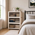 SAILUN 348Qt Stackable Storage Bins,Storage Cabinet a Lid,3Pack Blush White | Stackable Storage Drawers with Lids,26" W x 17" D x 43.7" H,Featuring open-front Access for Clothes and Closet Storage by SAILUN