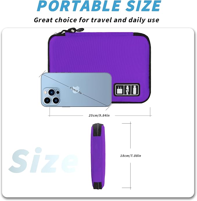 Electronics Organizer,Travel Cord Organizer Pouch,Cable Organizer Bags | Travel Electronic Accessories Storage Case for Cables, Cords, Charger, Phone (Purple) - Image 3