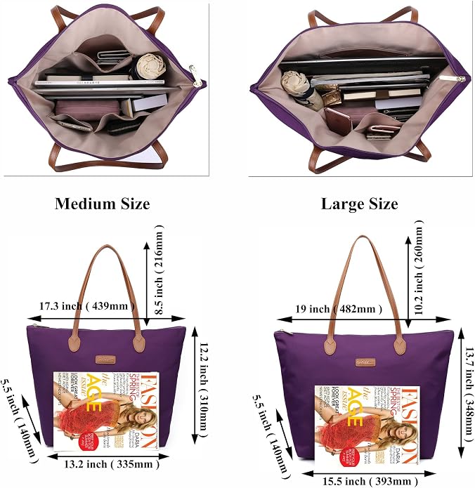 Water Resistant Light Weight Nylon Tote Bag Handbag - Image 4