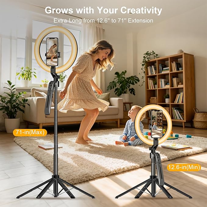Auto Face Tracking Tripod for iPhone with Light and Remote Phone Stand | 360 Rotation Tripod that Follows Your Movement, No App, 72" Selfie Stick for Content Creator Vlog TikTok Live Stream - Image 4
