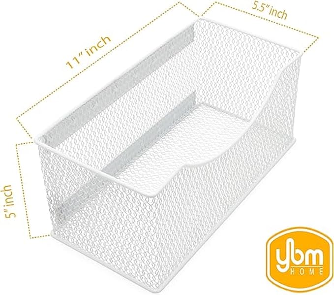 Ybmhome Wire Mesh Magnetic Storage Basket, Trash Caddy, Container, Desk Tray, Office Supply Organizer Silver for Refrigerator/Microwave Oven or Magnetic Surface in Kitchen or Office (8, Large (White)) - Image 7