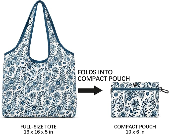 Montana West Foldable Canvas Tote Bag for Women Large Shoulder Bag with Built-In Zip Pouch - Image 5