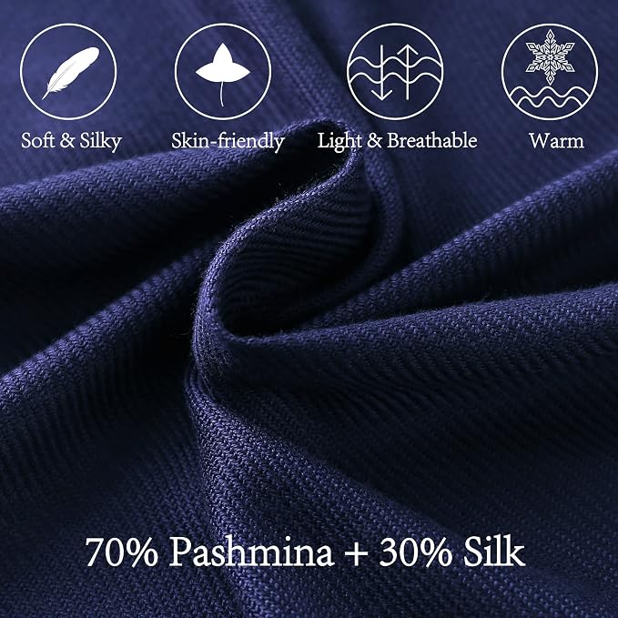 Soft Silky Pashmina Shawl Wraps Solid Colors Scarf for Wedding Evening Dresses - Image 2