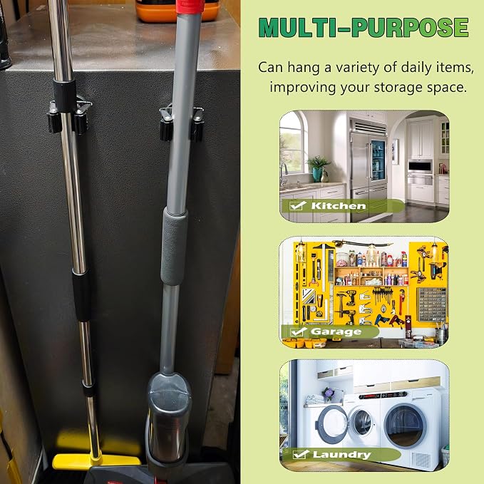 ULIBERMAGNET Magnetic Mop Broom Holder,6 Pack Heavy Duty Movable Magnetic Broom Holder Rack,Anti-slip Wall Mounted Utility Storage Mop Shovel Hanger for Garage, Kitchen, Laundry, Garden - Image 3