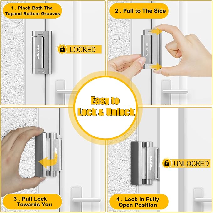 2 Pack Home Security Door Lock, Reinforcement Lock for Kids Safety, Silver | Withstands 1000 lbs of Impact, Door Lock for Front Door, Defender Door Locks Latch, Inside Door Lock, For Door Security - Image 5