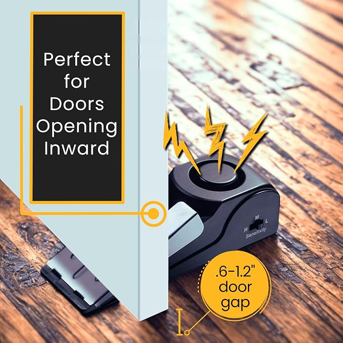 Portable Door Lock + Door Stop Alarm Set – Travel Safety Kit for Hotel Rooms, Home, Dorms & Apartments – (Black, Lock + Alarm) - Image 3