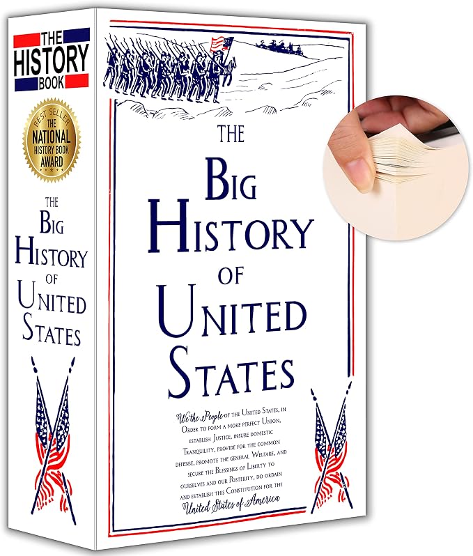 US History Book Safe with Real Pages, Key Lock Diversion Safe | Hidden safe box and hollow storage compartment for cash money,Decorative book box stash case for passport savings by Ulixu