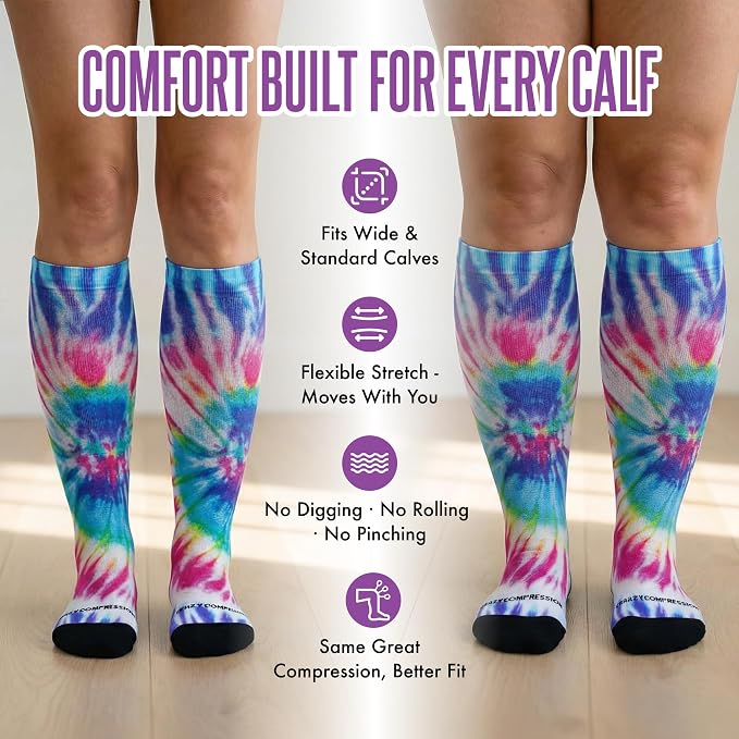 Crazy Compression Socks, Comfortable Support Socks for Recovery, Travel, Hiking, and Long-Hour Comfort w/Fun Designs - Image 8