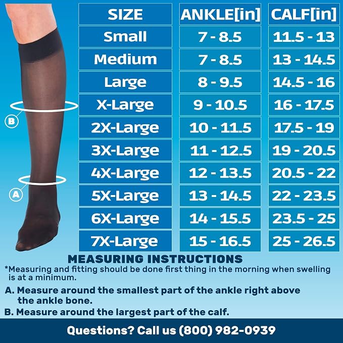 ABSOLUTE SUPPORT Sheer Knee High Compression Socks 8-15mmHg | Made in USA, Graduated Medical Compression, Circulation & Varicose Veins, Edema, Swelling, Lymphedema, Travel Ready, A107 - Image 2