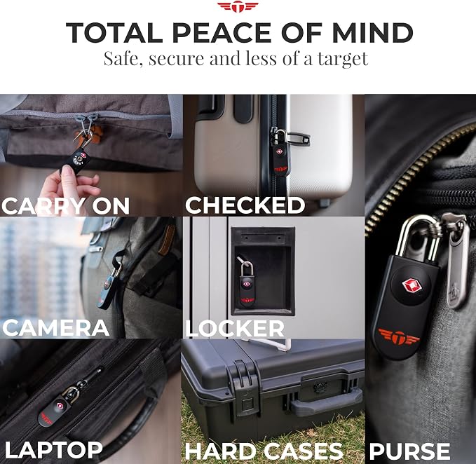 Keyless TSA Approved Suitcase Luggage Locks, Black 4-Pack | No Combination to Remember, Durable Zinc Alloy Build, Free Lifetime Card-Key Replacements, Secures Bags, Lockers & Gym - Image 4