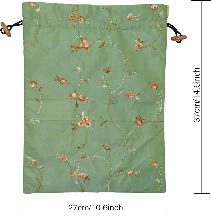 Ouyatoyu 4pcs Embroidered Silk Flower Design Jacquard Travel Bag, Laundry Bags Shoe Bags, Lingerie Bags Underwear Bags for Travel Storage for Men Women Washable Cloth Shoe Bags - Image 3