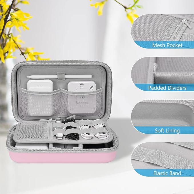 ProCase Hard Travel Electronic Organizer Case for MacBook Power Adapter Chargers Cables Power Bank Apple Magic Mouse Apple Pencil USB Flash Disk SD Card Small Portable Accessories Bag - Image 5
