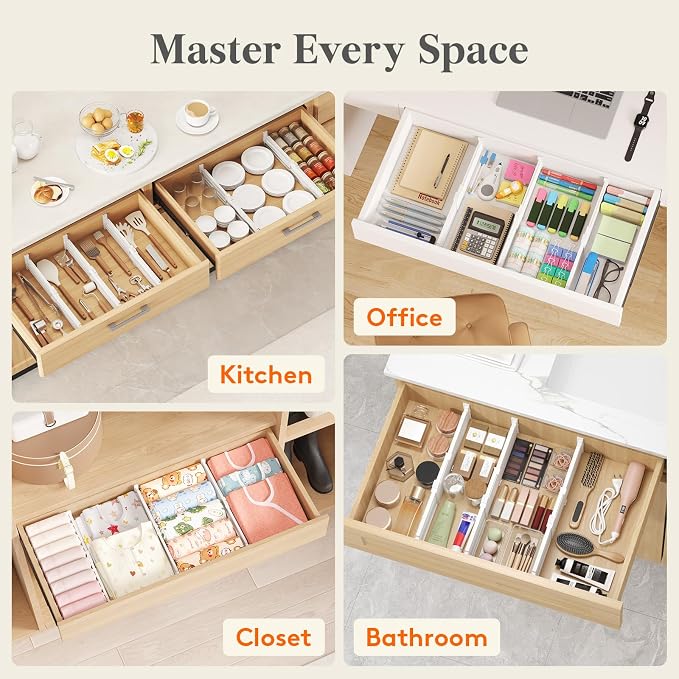 Lifewit 3.2" High Drawer Dividers for Clothes, Adjustable Drawer Organizers | 10.5"-16.5" Expandable Plastic Separator for Dresser, Kitchen, Cabinet, Closet, Nursery, Socks & Underwear Storage, 6 Pack - Image 11