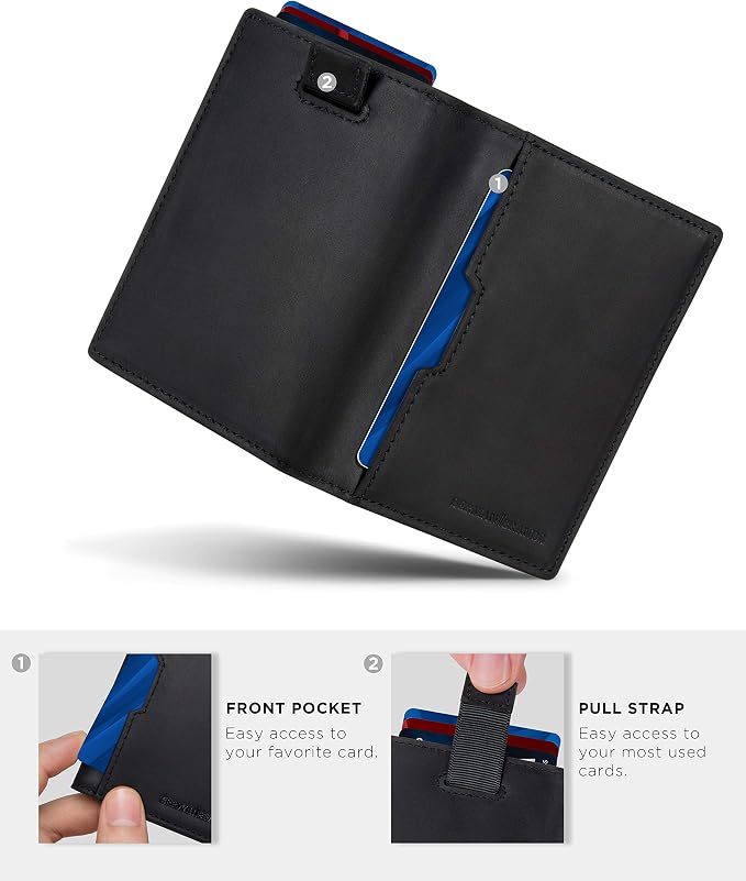 SERMAN BRANDS - Wallets for Men Slim Mens leather RFID Blocking Minimalist Card Front Pocket Bifold Travel Thin - Image 5