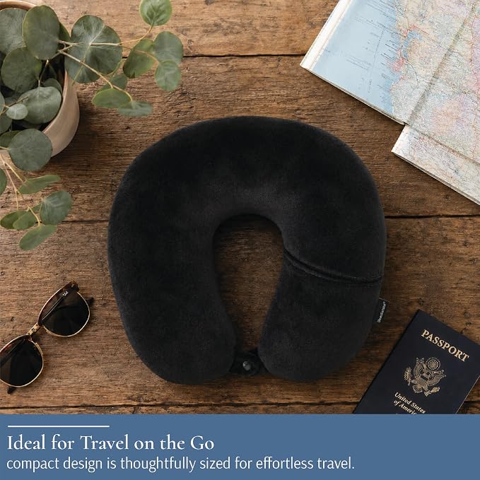 Brookstone Microbead Neck Pillow Soft Travel Pillow with Phone Pocket | Millions of Tiny Beads Flex to Your Shape for Custom Support, Dual-Sided Fleece and Cool Microfiber Sides Suit Any Season - Image 7