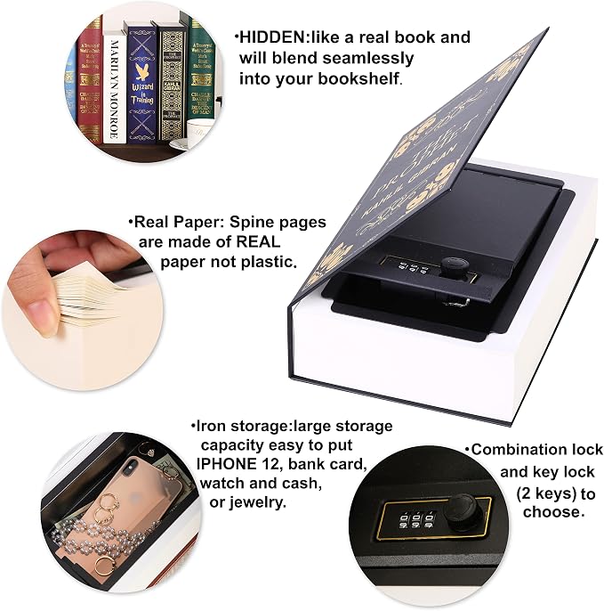 The Prophet Diversion Book Safe with Real Pages,Hidden Safe Secret Storage,Small Safe with Key Lock,Lock Box for Cash Jewelry,Cash Box,Gun Safe - Image 2