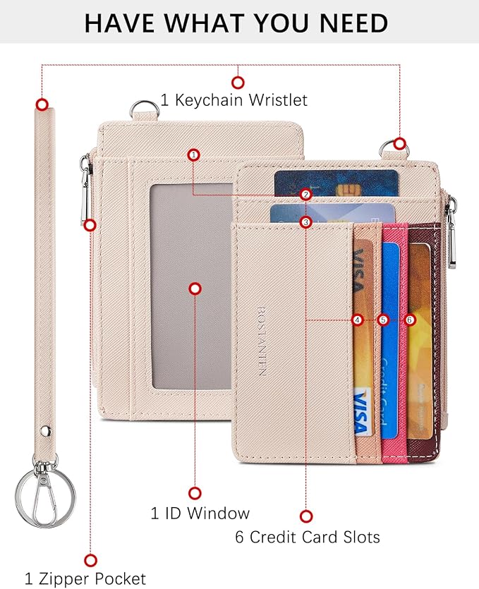 BOSTANTEN Small Wallet For Women RFID Leather Credit Card Holder Slim Wristlet Keychain Wallet With Zipper Pocket | Slim, Wristlet, Zipper Coin Pocket, Pocket-Friendly, Vegan Leather, Minimalist, Gifts, Rainbow Pink - Image 2
