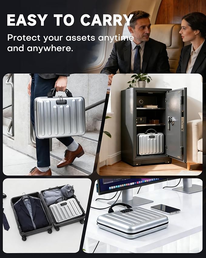 DOZAWA Fireproof Document Box, Waterproof Hard File Organizer with Lock | UL-94 VTM-0 certified 8-layer document box withstands up to 5200°F, featuring waterproof zippers, silver - Image 6
